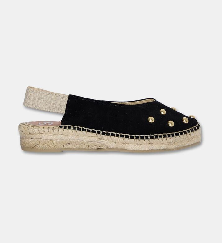 Salvi Studded Suede Slingback Espadrille Flat, Black, Eu-41, Packshot View