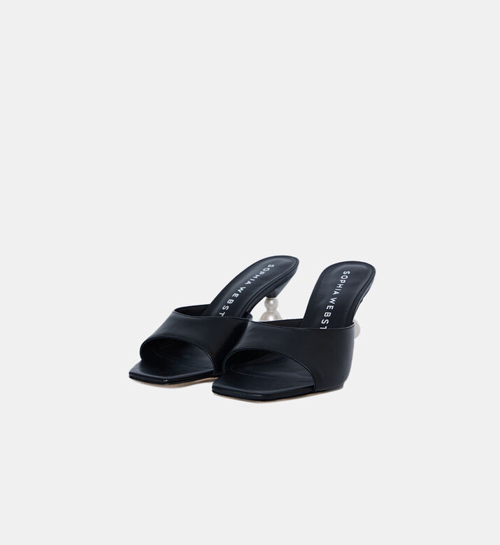 حذاء بيرلا مفتوح من خلف بكعب متوسط جلد