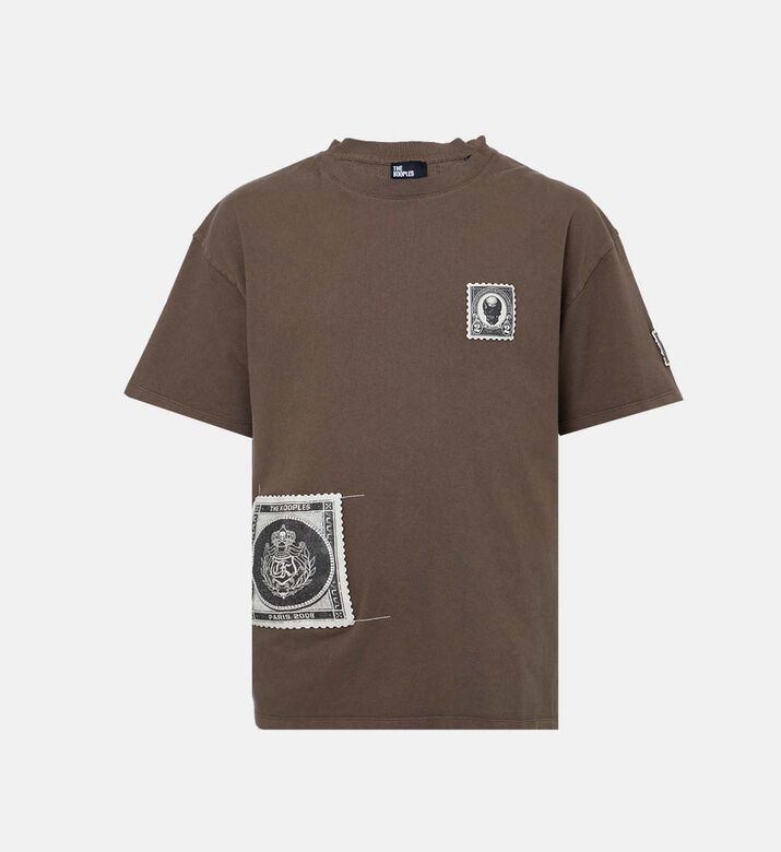 تيشيرت بأكمام قصيرة برقع طوابع