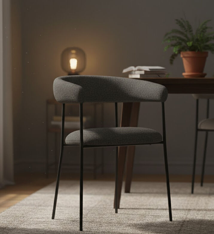 Dan Form Plenti Boucle Fabric Dining Chair, Anthracite, Packshot View