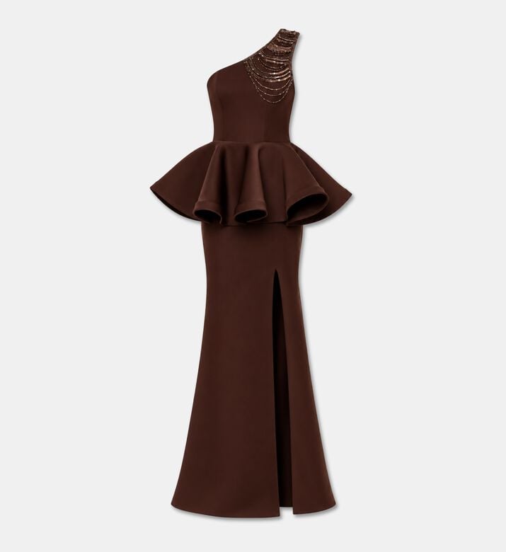 AAVVA Beaded One-shoulder Peplum Gown, Packshot View
