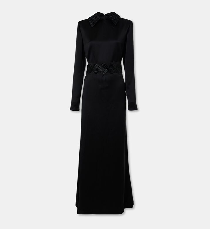 Arad Ghaderian Satin Shoulder Pads Long Dress, Packshot View