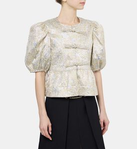 Metallic Cloque Peplum Blouse