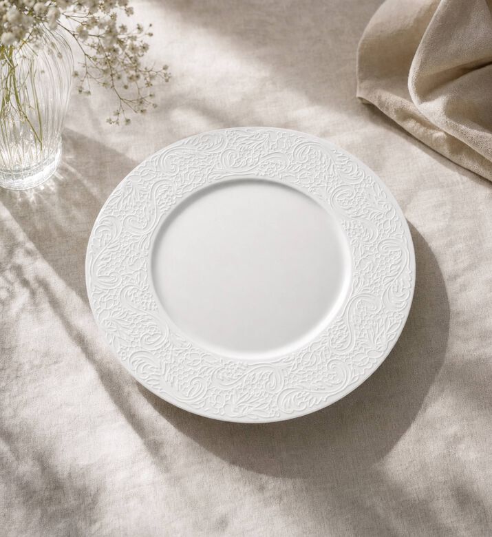 Guy Degrenne L Couture White Porcelain Plate - 24 Cm, Model View