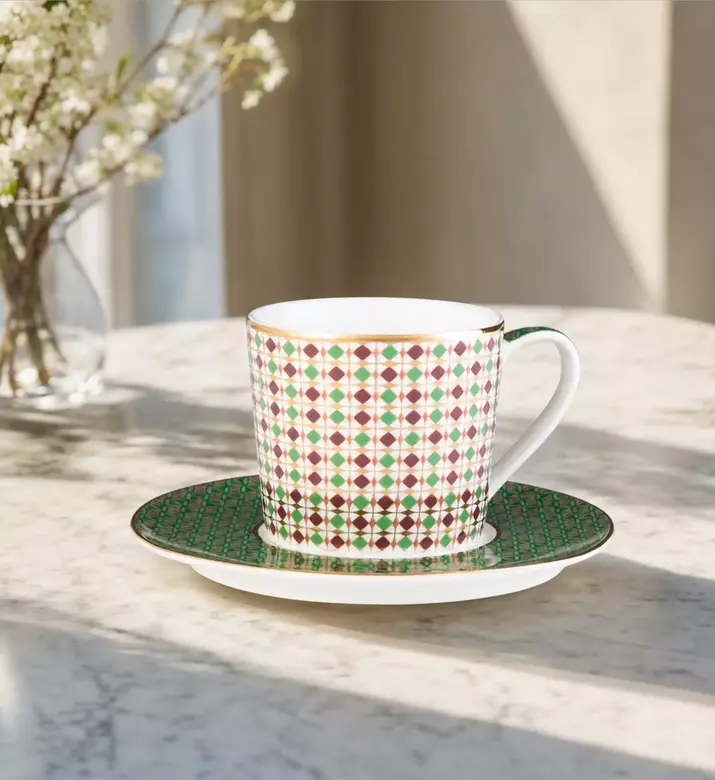 Images D'Orient Opera Teacup Saucer 4-piece Set, Model View