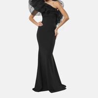 One-shoulder Sculptural Ruffle-detail Gown