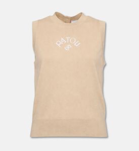 Patou Ribbed Knit Printed Logo Top, Packshot View