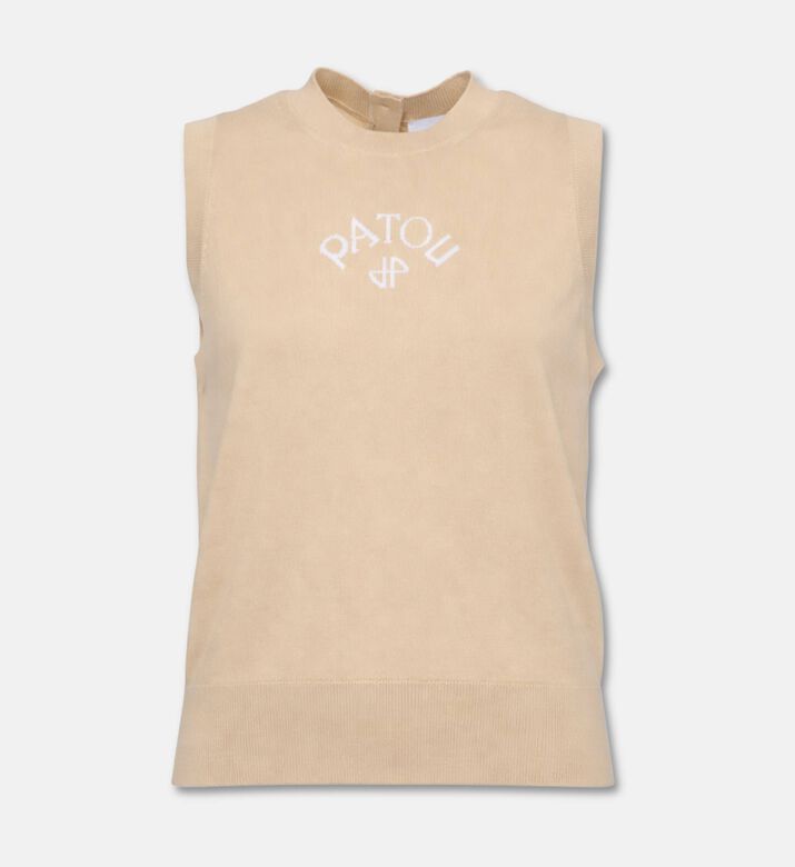 Patou Ribbed Knit Printed Logo Top, Packshot View