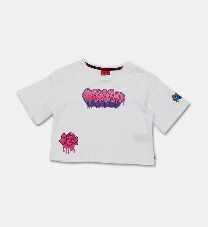 Sprayground Cropped Graphic Short-sleeve T-shirt, White, 8y, Packshot View