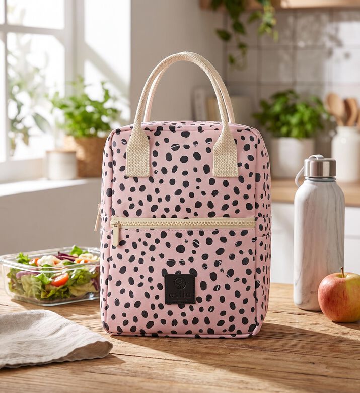 Estia Leopard Taupe Insulated Lunch Bag, Model View