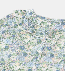 فستان واسع برقبة مكشكشة بطبعة أزهار