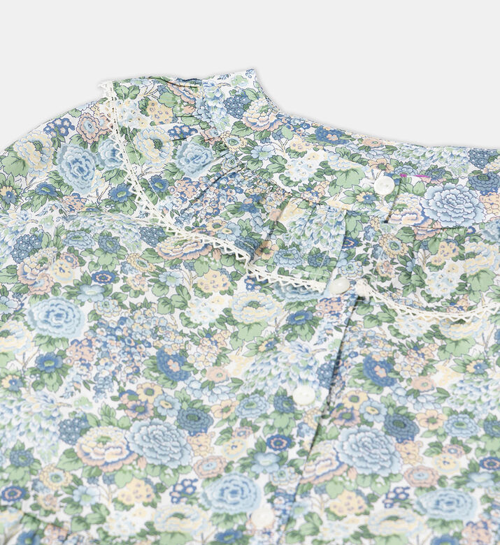 Floral-print Ruffled Neck Flared Dress