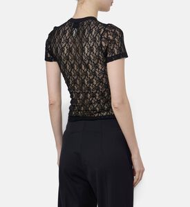 Patou Lace See-through T-shirt, Black, L, Model View