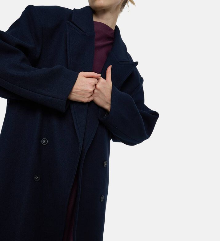 Source Unknown Double-breasted Button Closure Coat, Model View Source Unknown Double-breasted Button Closure Coat, Model View