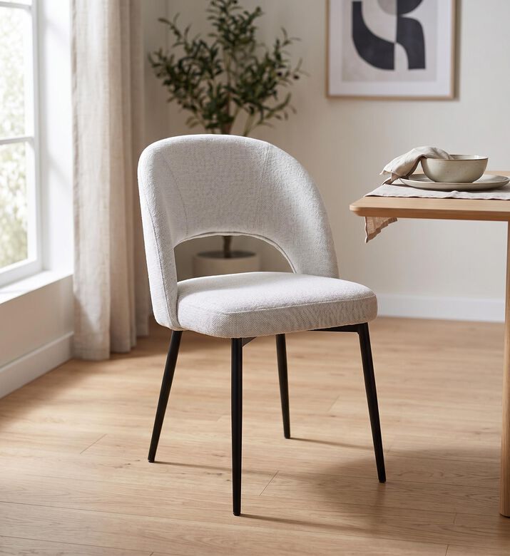 Pure Furniture Dex Metal Legs Dining Chair, Beige, Packshot View