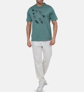 تيشيرت قطن بياقة دائرية بطبعة عصافير