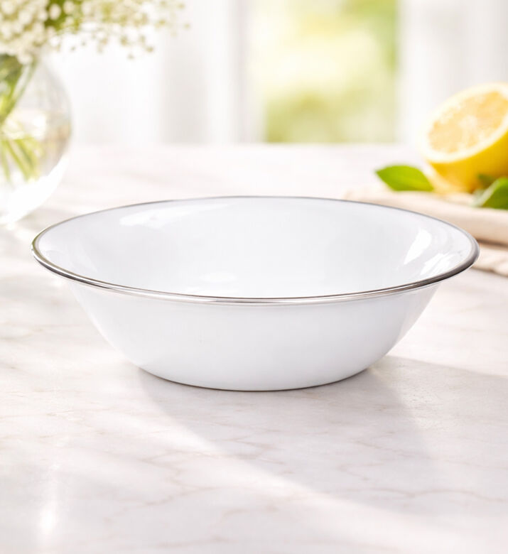 Home Deco and More Silver-rimmed Breakfast Bowl, Packshot View
