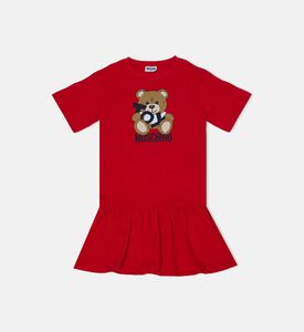 Teddy Bear-print Flared Dress