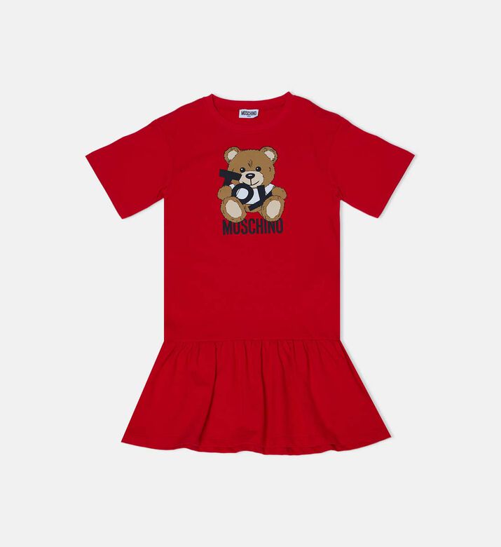 Teddy Bear-print Flared Dress