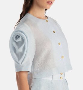 بلوزة بأكمام درابيه بشكل أزهار