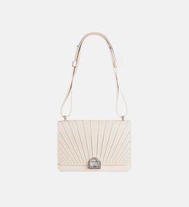 Camille Fournet Signature Calf Leather Pleated Shoulder Bag, Cream, Packshot View