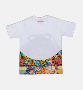 Sprayground Cartoon Shark Graffiti Panel T-shirt, White, 16y, Packshot View