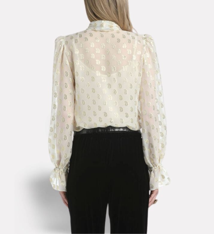 Luisa Spagnoli Lenticchia Gold Paisley-print Blouse, Model View