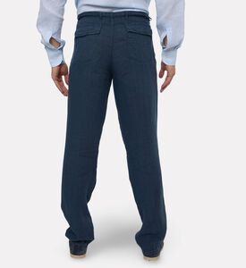 Corneliani Garment-dyed Flax Pants, Blue, 56, Model View