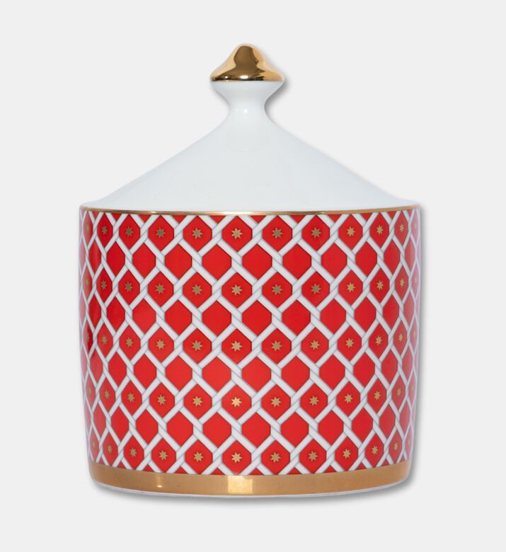 Imperial Gold-toned Knob Red Lattice Sugar Pot, Packshot View