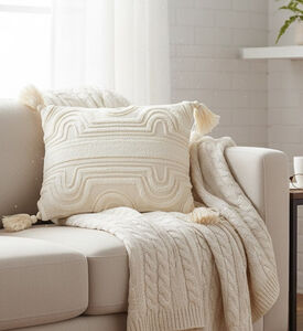 Home Deco and More Adoby Cotton Fringes Cushion, Packshot View