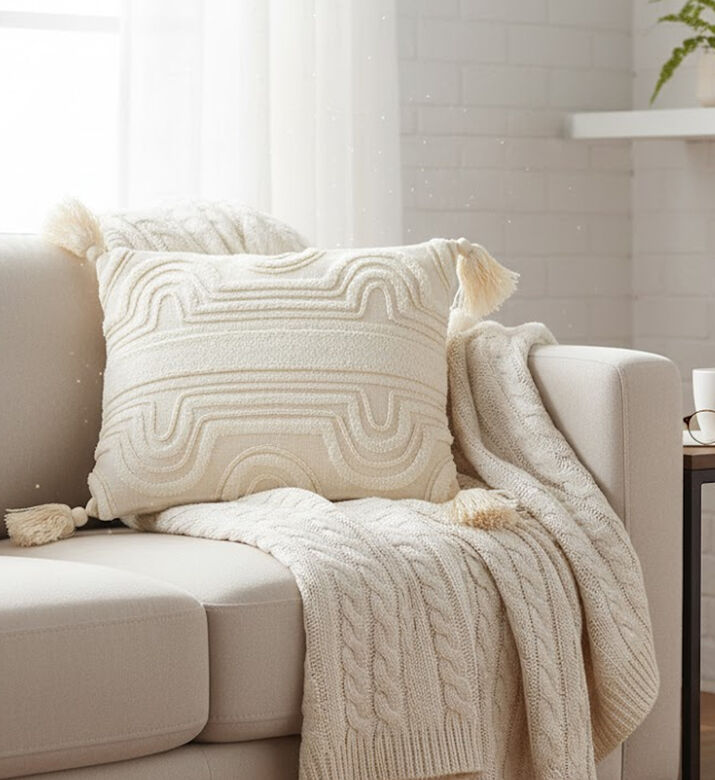Home Deco and More Adoby Cotton Fringes Cushion, Packshot View