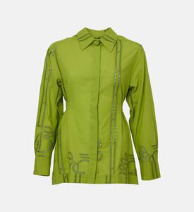 Cotton Blend Tone-on-tone Broderie Anglaise Shirt