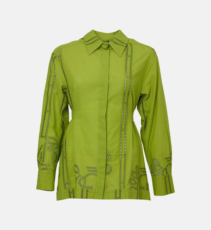 Cotton Blend Tone-on-tone Broderie Anglaise Shirt