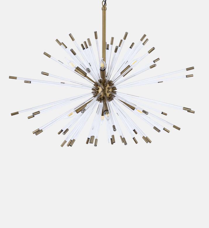 Home Deco and More Acrylic Antique Brass Rod Chandelier, Brown, M, Packshot View