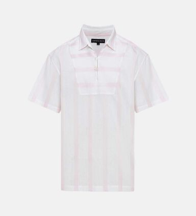 Linen Yoke Wide Stripes Short-sleeve Shirt