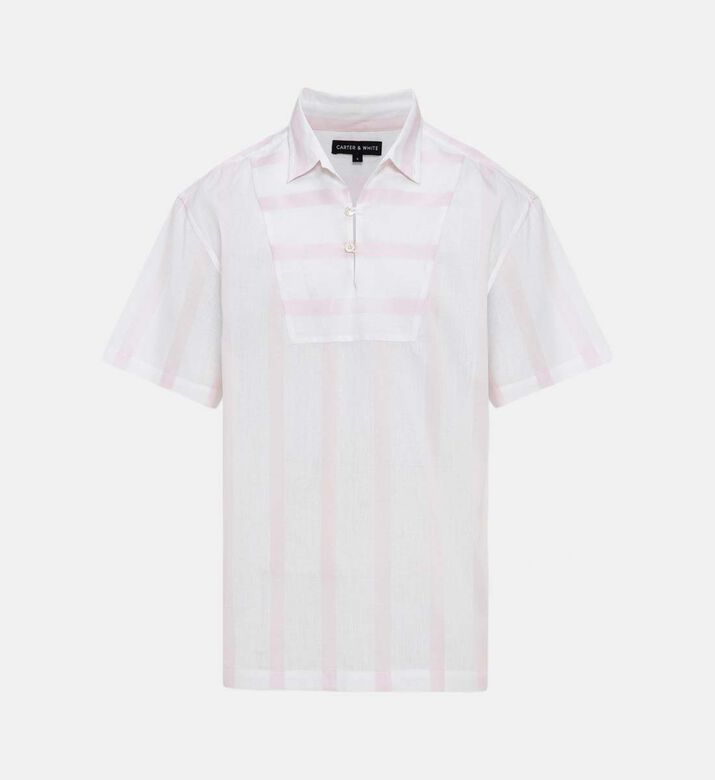 Linen Yoke Wide Stripes Short-sleeve Shirt