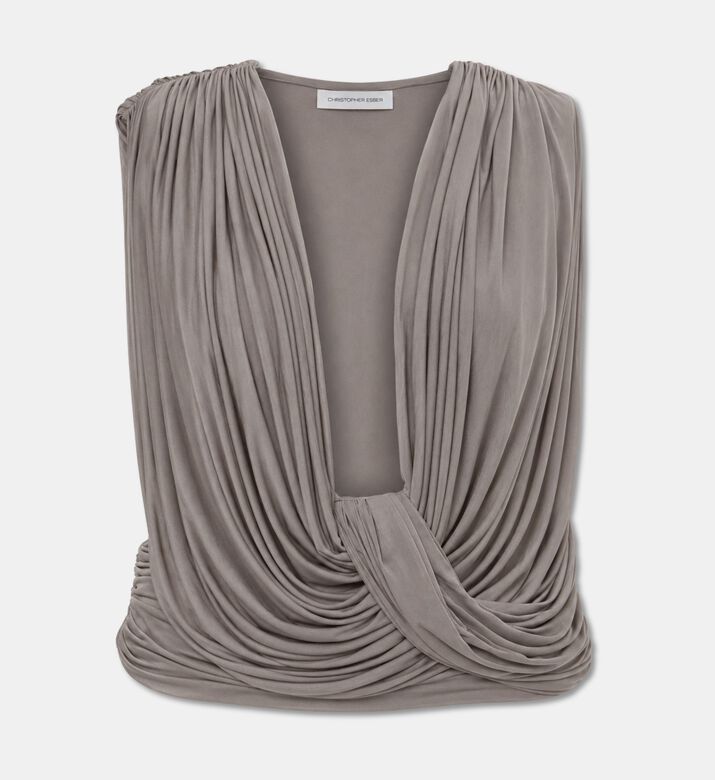 Christopher Esber Draped Sleeveless Deep Plunge Top, Packshot View