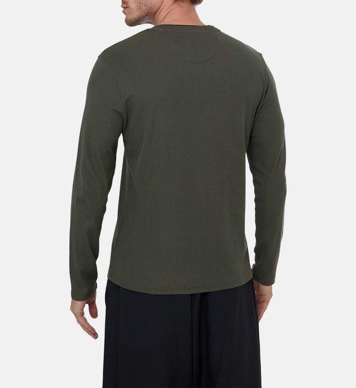 Vince Terrapin Crewneck Long-sleeve Sweater, Green, L, Model View