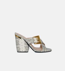 Snakeskin-print Chunky Heel Sandal