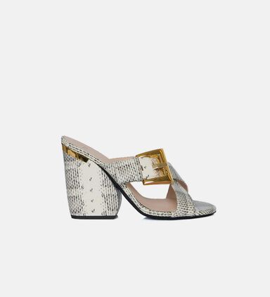 Snakeskin-print Chunky Heel Sandal