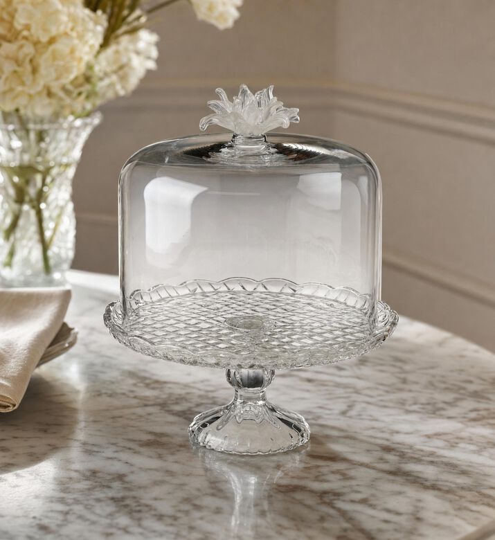Cristal de Paris Glass Pedestal Base Cloche, Model View