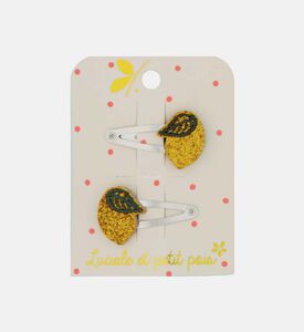 Glittered Mini Lemon Hair Clips