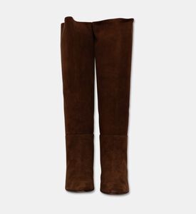 Roberto Festa Thea Suede Knee-high Pointed-toe Boots, Brown, Eu-39, Packshot View