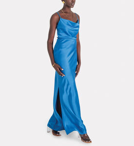 Savanna Essential Satin Midi Skirt, Blue, L, Model View