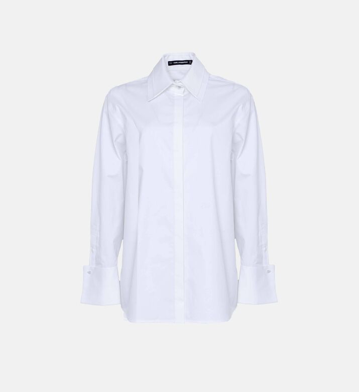 Crisp Cotton Poplin Double-layer Collar Shirt