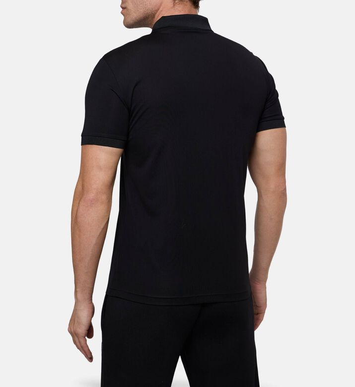 EA7 Zippered Collar Logo Polo Shirt, Black, Xl, Model View