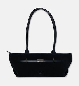 Demellier The New York Elongated Suede Shoulder Bag, Black, Packshot View