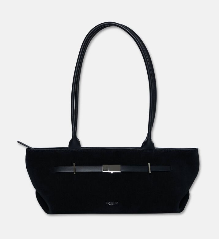 Demellier The New York Elongated Suede Shoulder Bag, Black, Packshot View