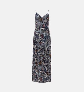 فستان راي متوسط الطول جاكارد