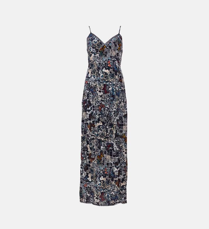 فستان راي متوسط الطول جاكارد